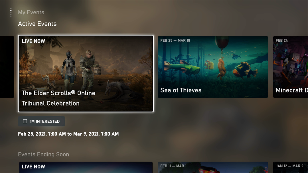 The Xbox Events app shares UI concepts with the Microsoft Store